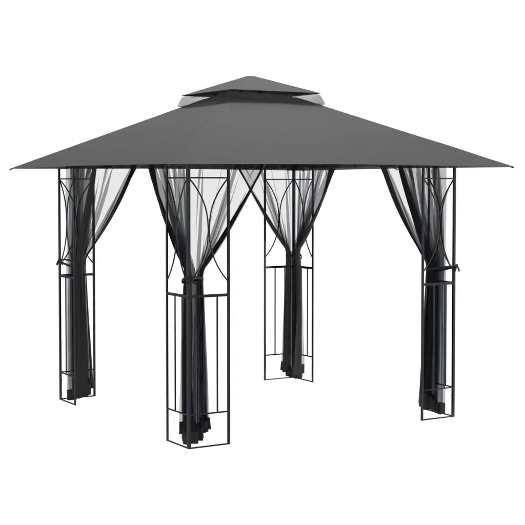 Gazebo | Pergolato con Pareti Laterali Antracite 300x300x270 cm Acciaio