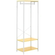Mobile Appendiabiti 2 in 1 con Ripiano a 2 Livelli, in Acciaio e Truciolato, 60x40x167.5 cm