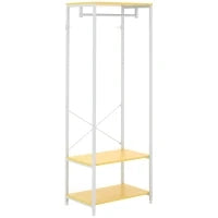 Mobile Appendiabiti 2 in 1 con Ripiano a 2 Livelli, in Acciaio e Truciolato, 60x40x167.5 cm