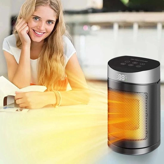 Ventilatorkachel portatile per risparmio energetico da 1500 W, funzionamento silenzioso (34 dB), termostato ceramico, tre modalità di impostazione, protezione contro sovraccaldamento e inclinazione, kamerkachel elettrica