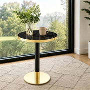 Tavolino rotondo effetto marmo 60 x 73;7 cm in MDF e metallo; nero
