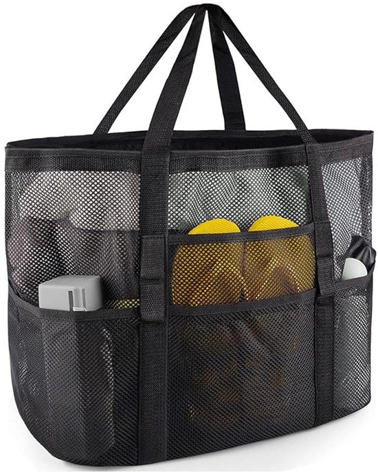 Borsa a rete per spiaggia - Grande borsa per spiaggia, ideale per le uscite in famiglia, offre spazio per giocattoli e accessori per le vacanze.