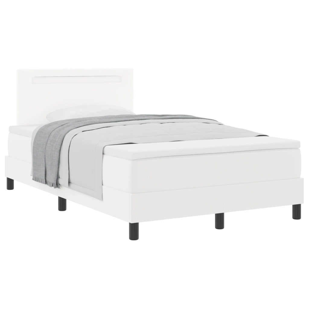Letto con Rete a Molla e Materasso Bianco 120x200 cm in Ecopelle
