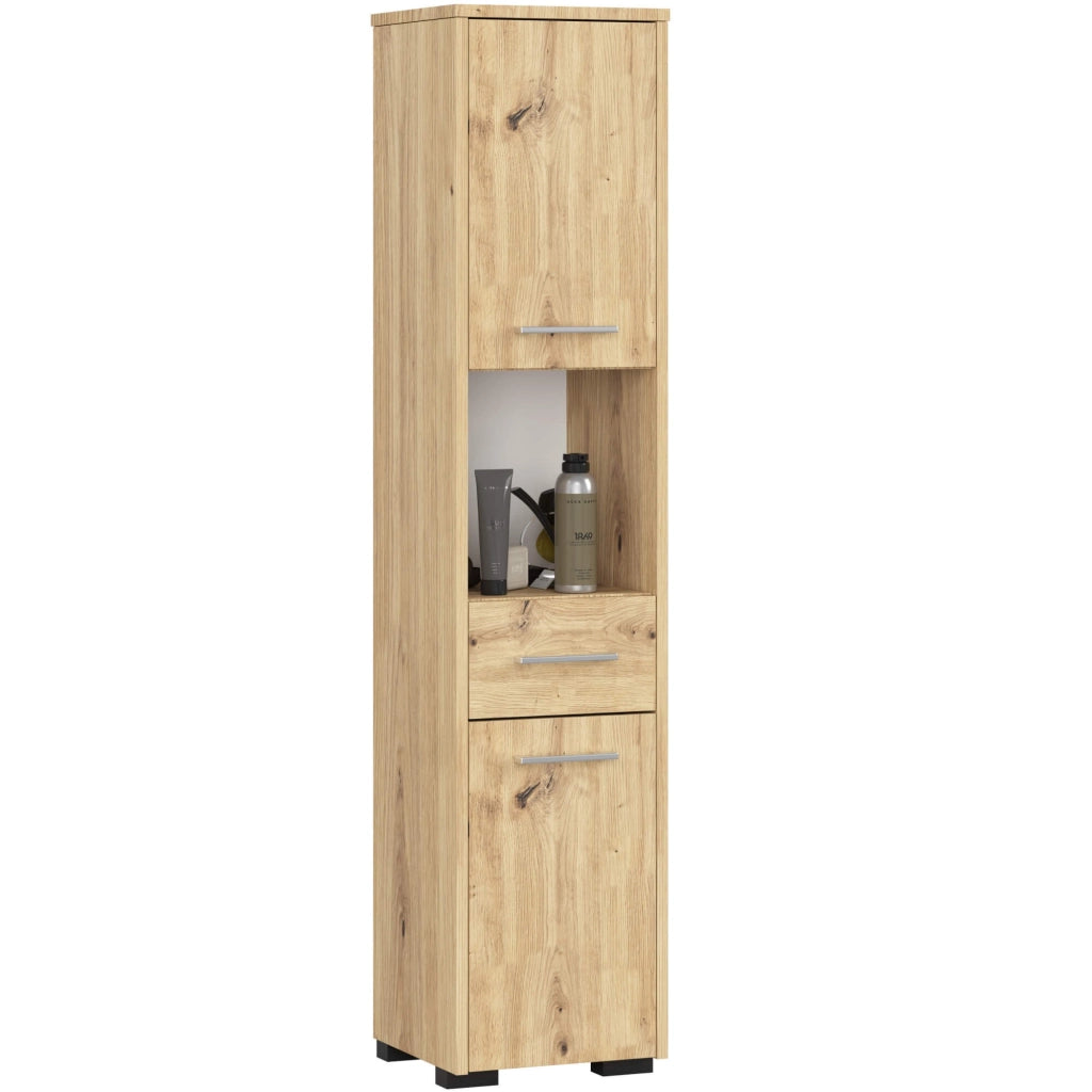 Colonna da bagno AKORD FIN Quercia Artisan 30 cm 2 ante 1 cassetto 30x30x140 cm