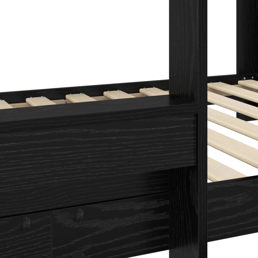 Letto a Castello per Bambini Rovere Nero 80 x 200 cm 3410524