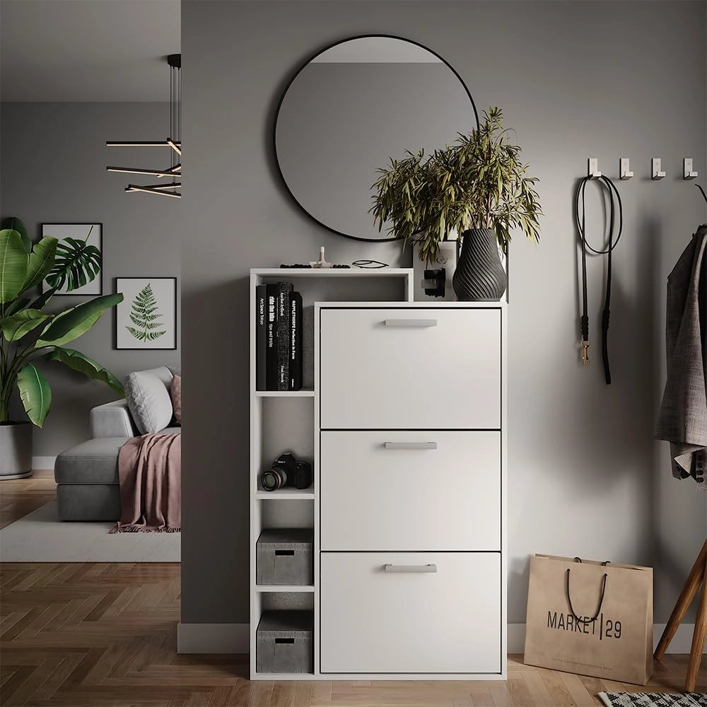 Scarpiera Orlando, Bianco, 80 x 128.3 cm con 3 scomparti