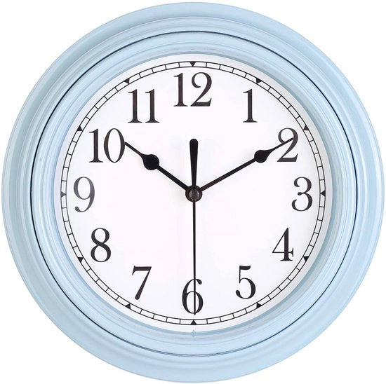 Orologio da Parete Silenzioso per Cucina 9 Pollici Retro Non Sintetico Decorativo per Camera da Letto Ufficio - Blu Pastello