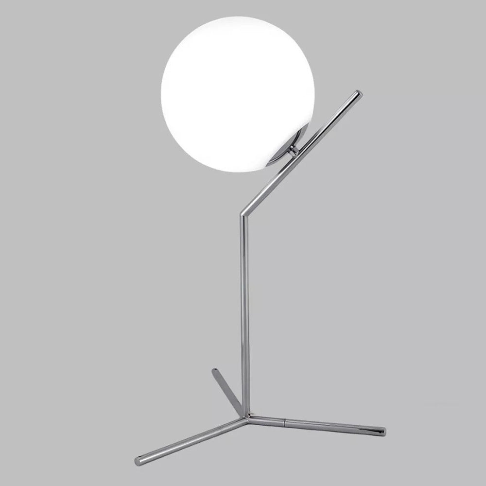 Trade Shop - Lampada Scrivania Ramo Con Sfera E27 Argento Lucido Luce Tavolo Minimal Led 10236 -
