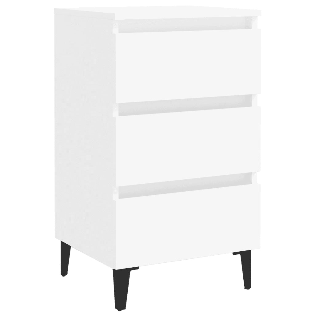 Comodino con Gambe in Metallo Bianco 40x35x69 cm 805905