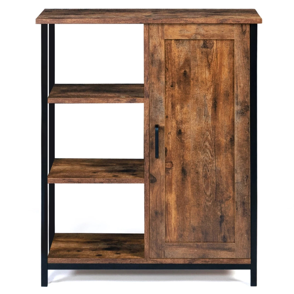 IDMarket - Credenza con 3 ripiani e armadietto DAYTON effetto invecchiato design industriale