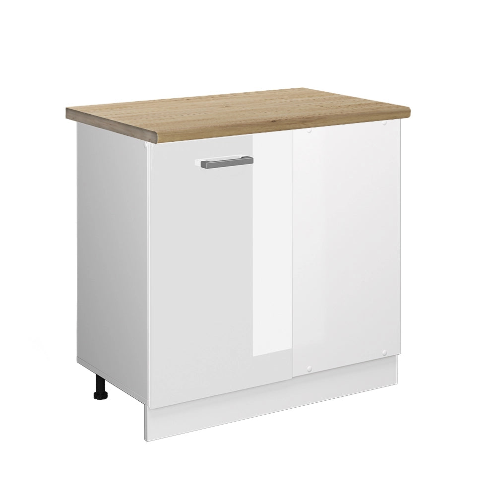Vicco Mobile ad angolo cucina Bianco lucido 86 cm , PL Rovere