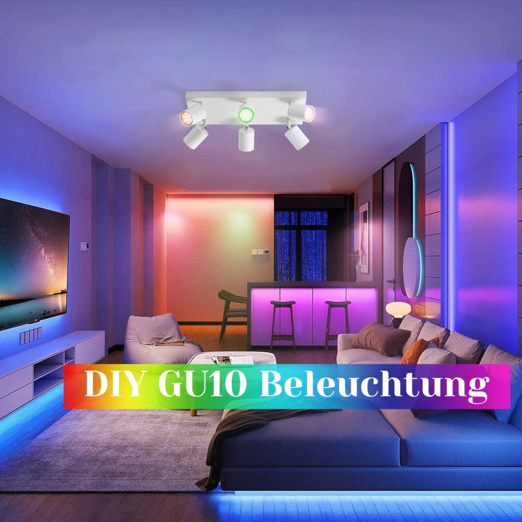 ZMH Faretto da soffitto bianchi 6 luci GU10 orientabili 330° stile industriale moderno per soggiorno senza lampadina