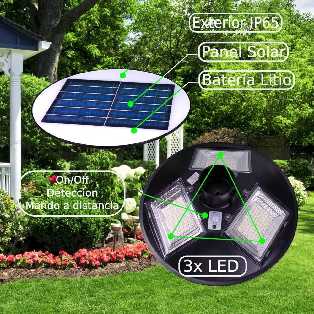 Trade Shop - Lampione Solare Ufo A Led 1500lmn Per Esterno Ip65 150w Con Sensore Di Movimento -