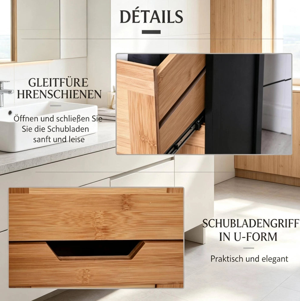 Colonna bagno in bambù e MDF 30x30x144,3 cm