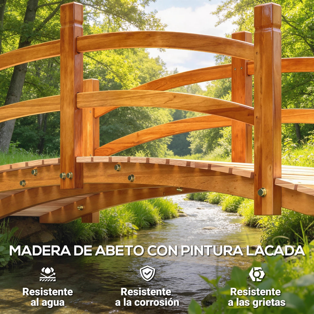 Ponte per Giardino in Legno con Passamano ¨C Zephmum ¨C 185x72x58 cm Colore Naturale