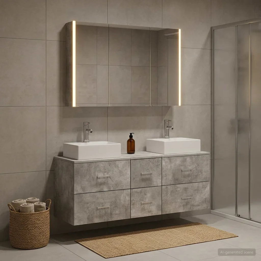 Set di mobili per il bagno 4 pcs Grigio Cemento 3406826