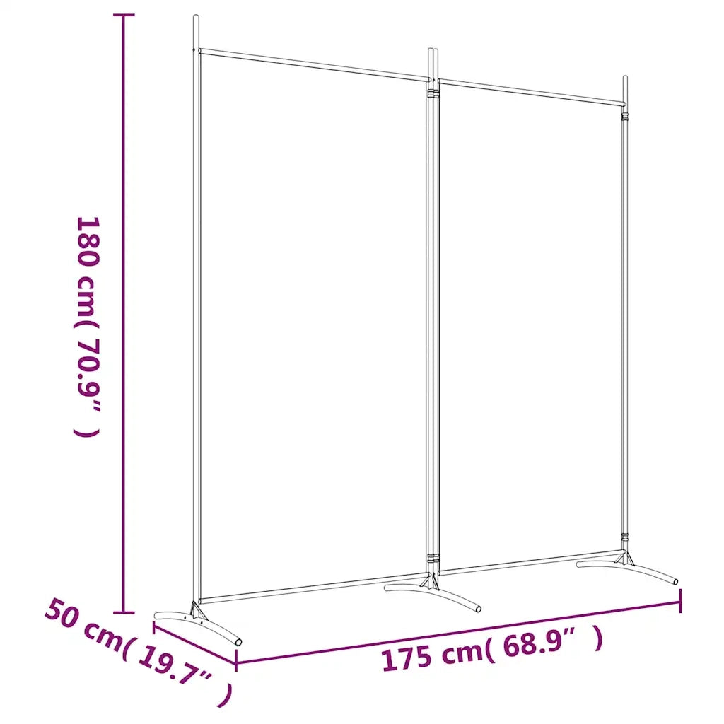 Divisorio Ambienti | Divider per stanze | Paravento a 2 Pannelli Antracite 175x180 cm Tessuto