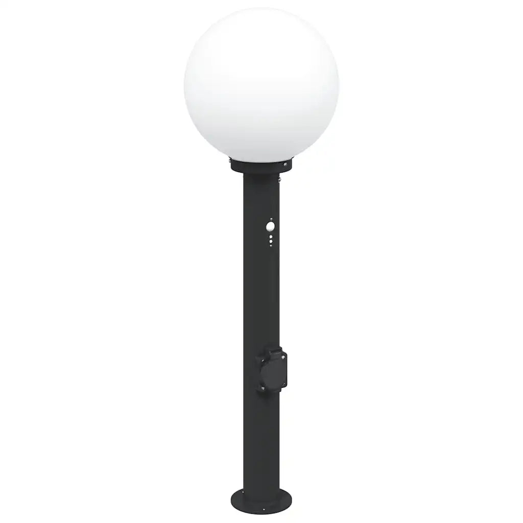Lampioni a paletto con sensore e presa 3 pz 80 cm neri IP44 4006124