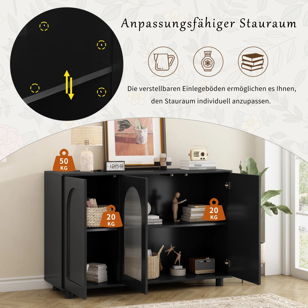 Credenza a U con Porta in Vetro ¨C MINIMAL ¨C Nero, Design Rebound