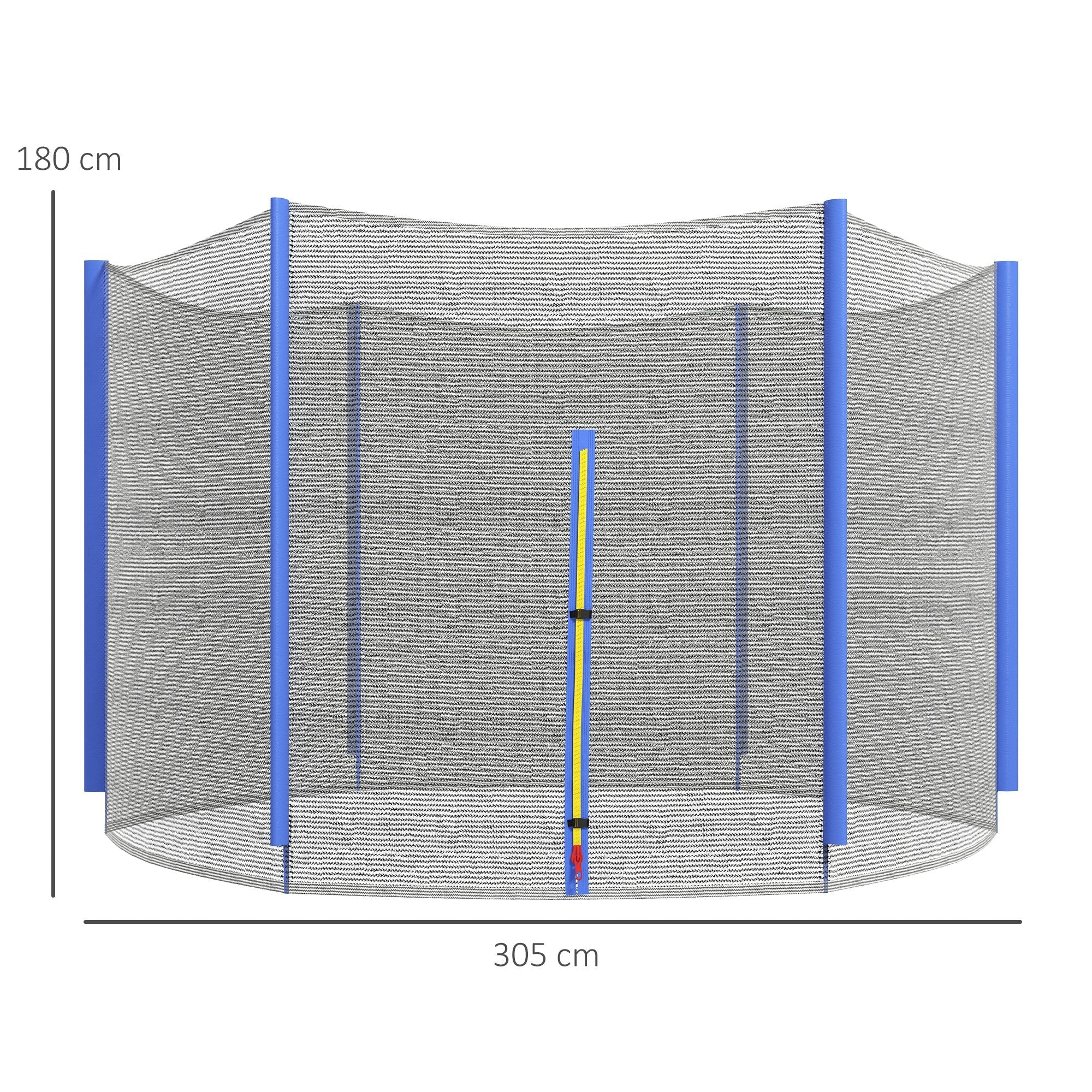 Rete di Protezione per Trampolini a 6 Pali con Ingresso con Cerniera Ø305x180 cm in PE Nero e Blu