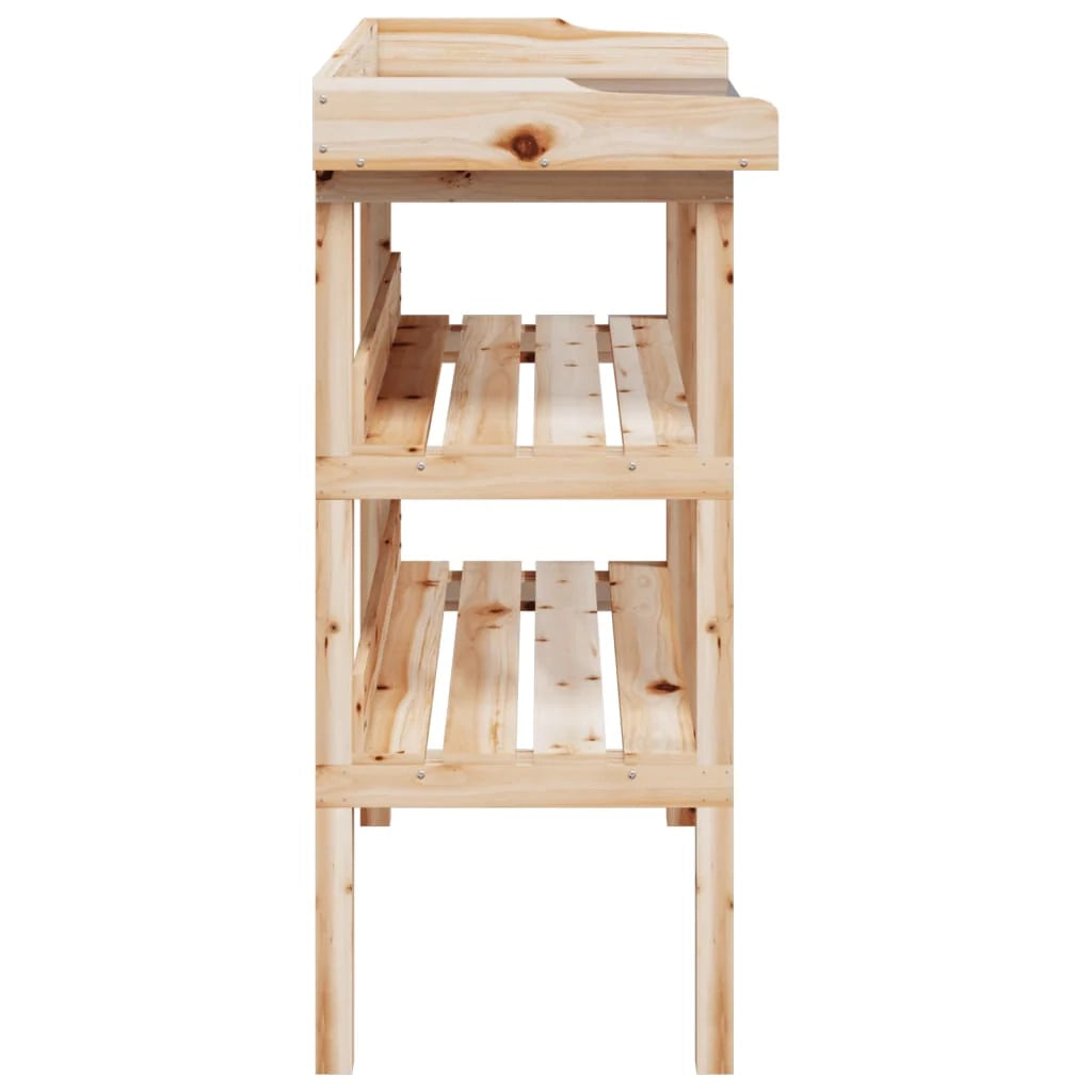 Tavolino portavasi con ripiani 78 x 38 x 825 cm in legno massello di abete marrone 02_0045432