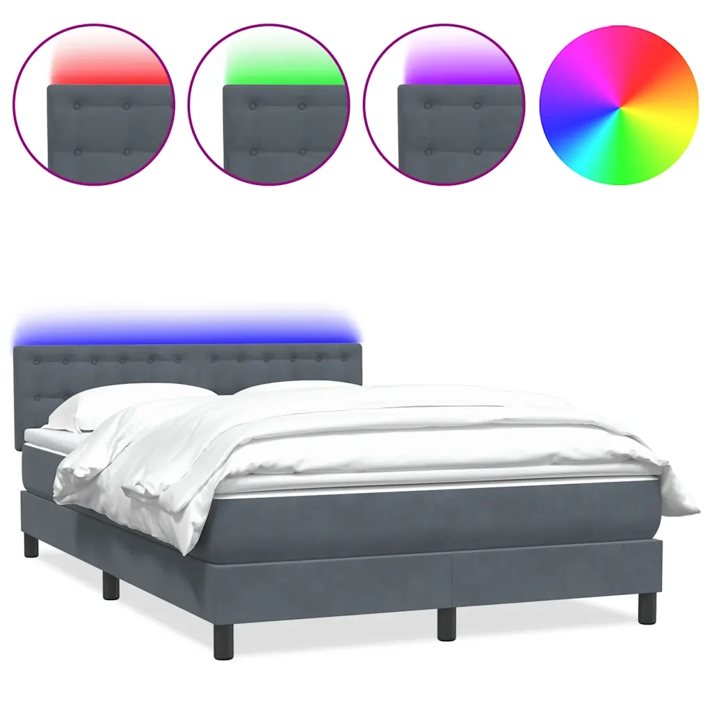 vidaXL Giroletto a Molle con Materasso Grigio Scuro 160x210 cm Velluto