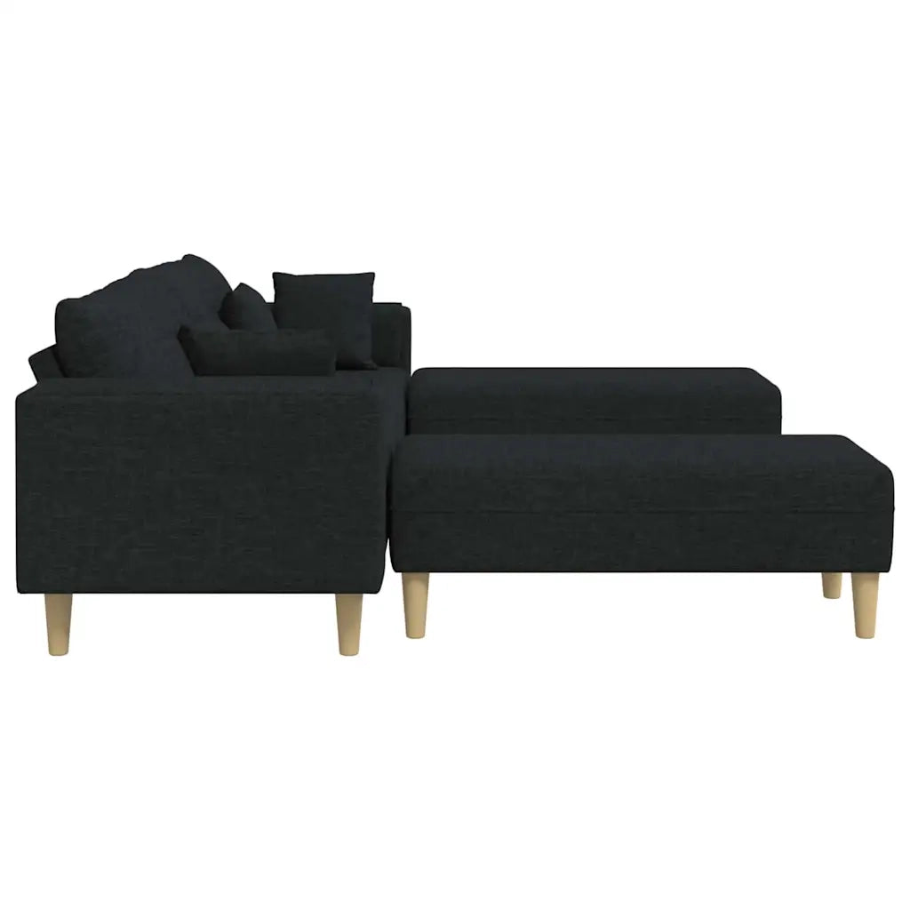 vidaXL Divano in tessuto con cuscino 3 pcs Nero 208 cm Tessuto