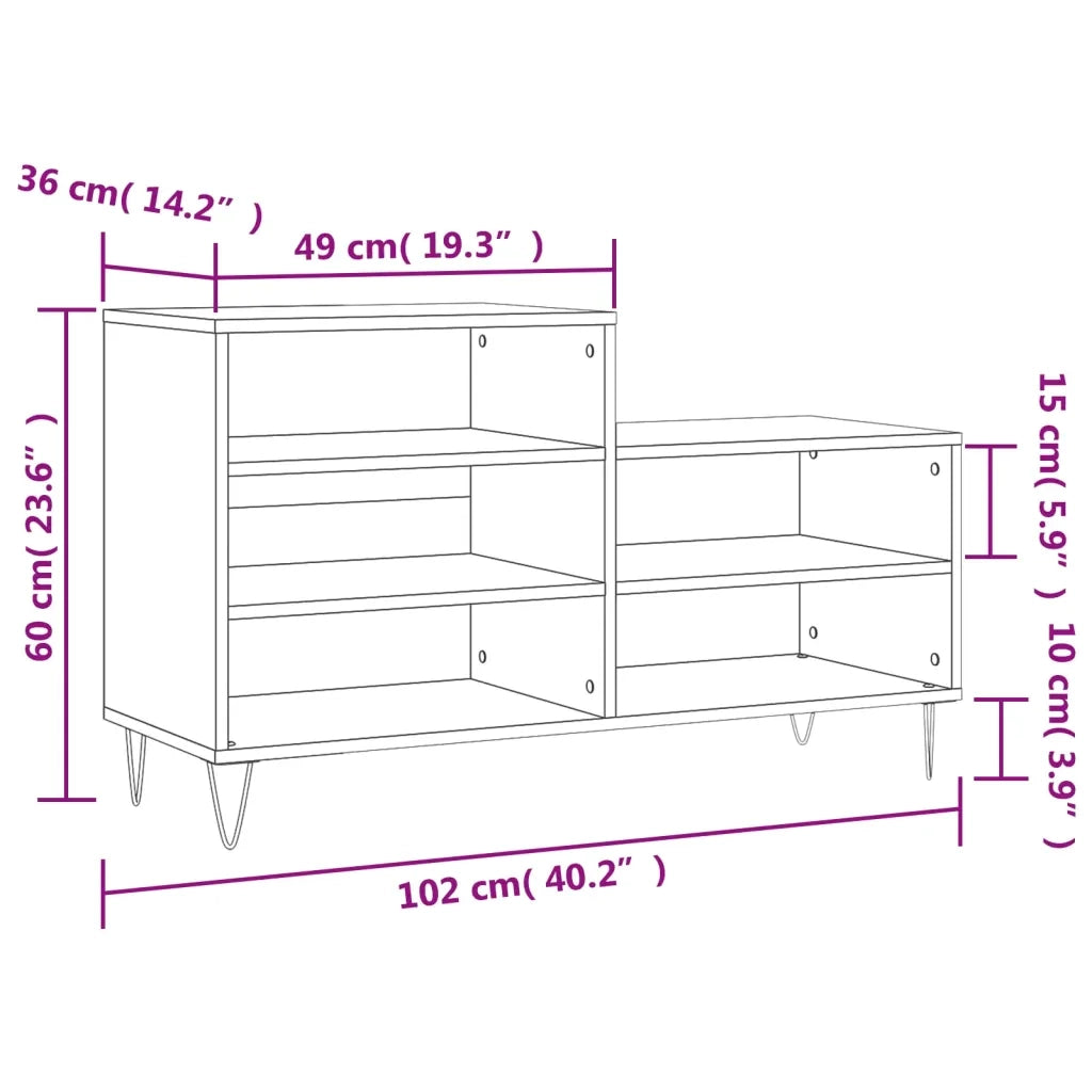 Scarpiera | Mobile per scarpe Rovere Marrone 102x36x60 cm in Legno Multistrato