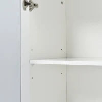 Credenza Bianca con Specchio e Maniglie di Cristallo, 4 Ante, Ripiano Interno Mobile, Design Coordinato, Perfetto per Soggiorno e Sala da Pranzo, Bianco