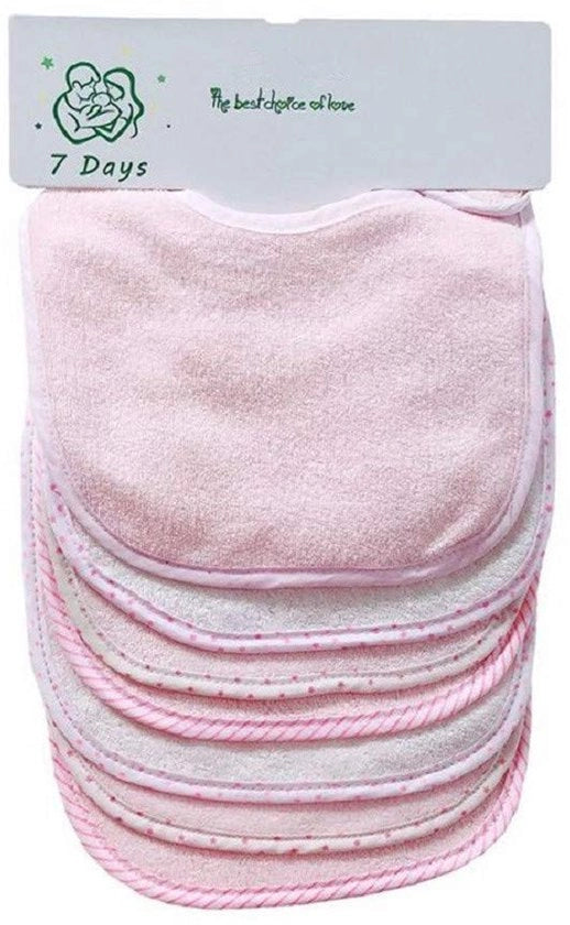 Set di bimbi con fazzoletti per il collo, doppia strato, 100% cotone, assorbente, 7 pezzi (rosa)