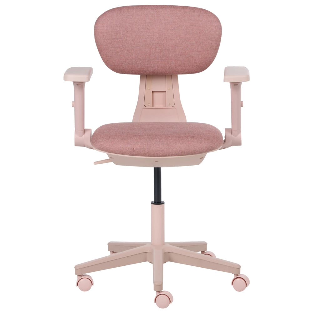 Sedia da ufficio in tessuto rosa con schienale e braccioli regolabili, design moderno, per l'ufficio domestico