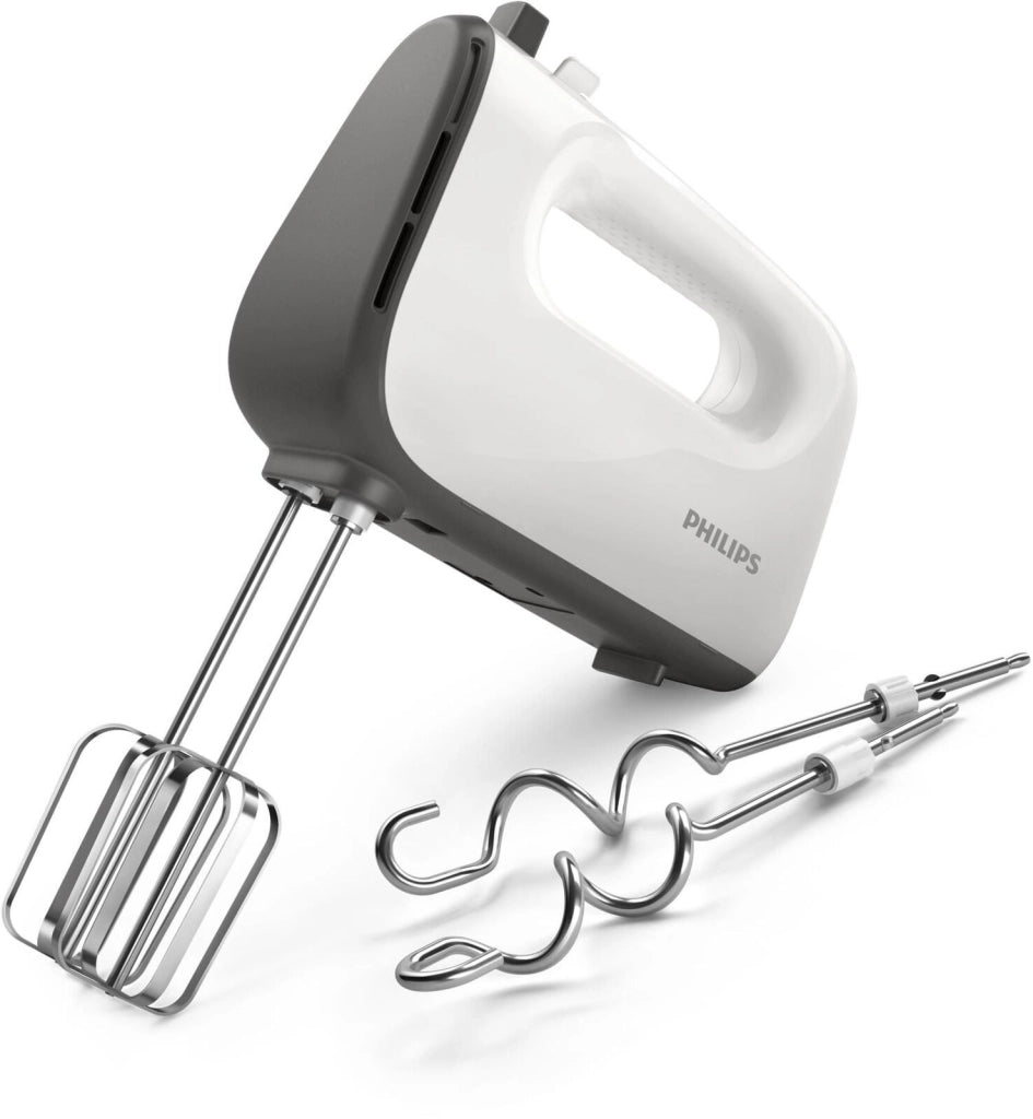 Philips HR3740-00 Daily Collection Sbattitore Manuale 450 W 5 Velocita' Turbo Fruste e Ganci Impasto in Acciaio colore Bianco