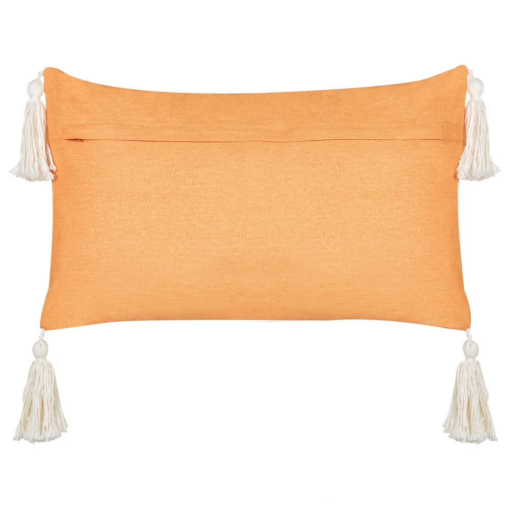 Cuscino decorativo in cotone velluto con motivo natalizio e nappe arancione 30 x 50 cm soggiorno camera da letto