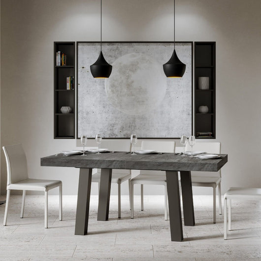 Tavolo Allungabile 200-304x90x77 cm Bridge Cemento Telaio Antracite