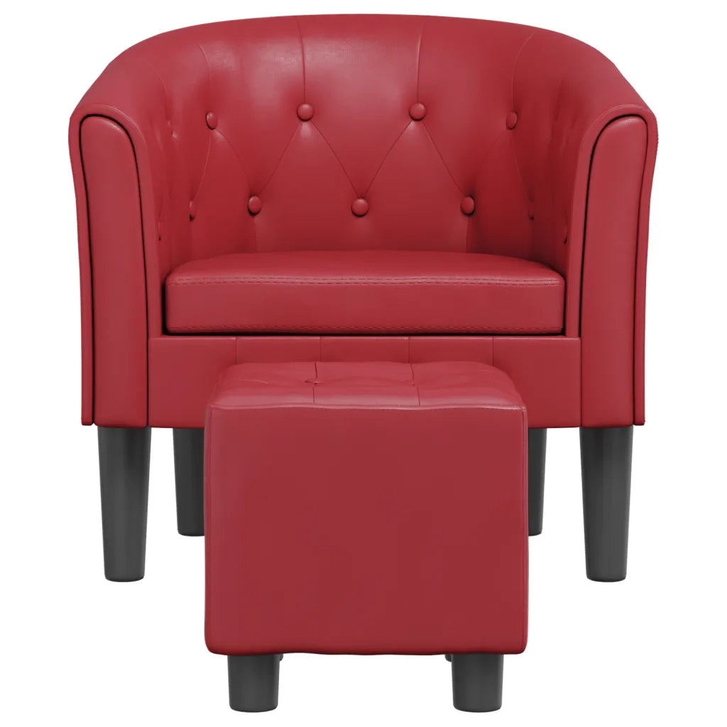 Poltrona a Pozzetto con Poggiapiedi Rosso Vino in Similpelle 356467
