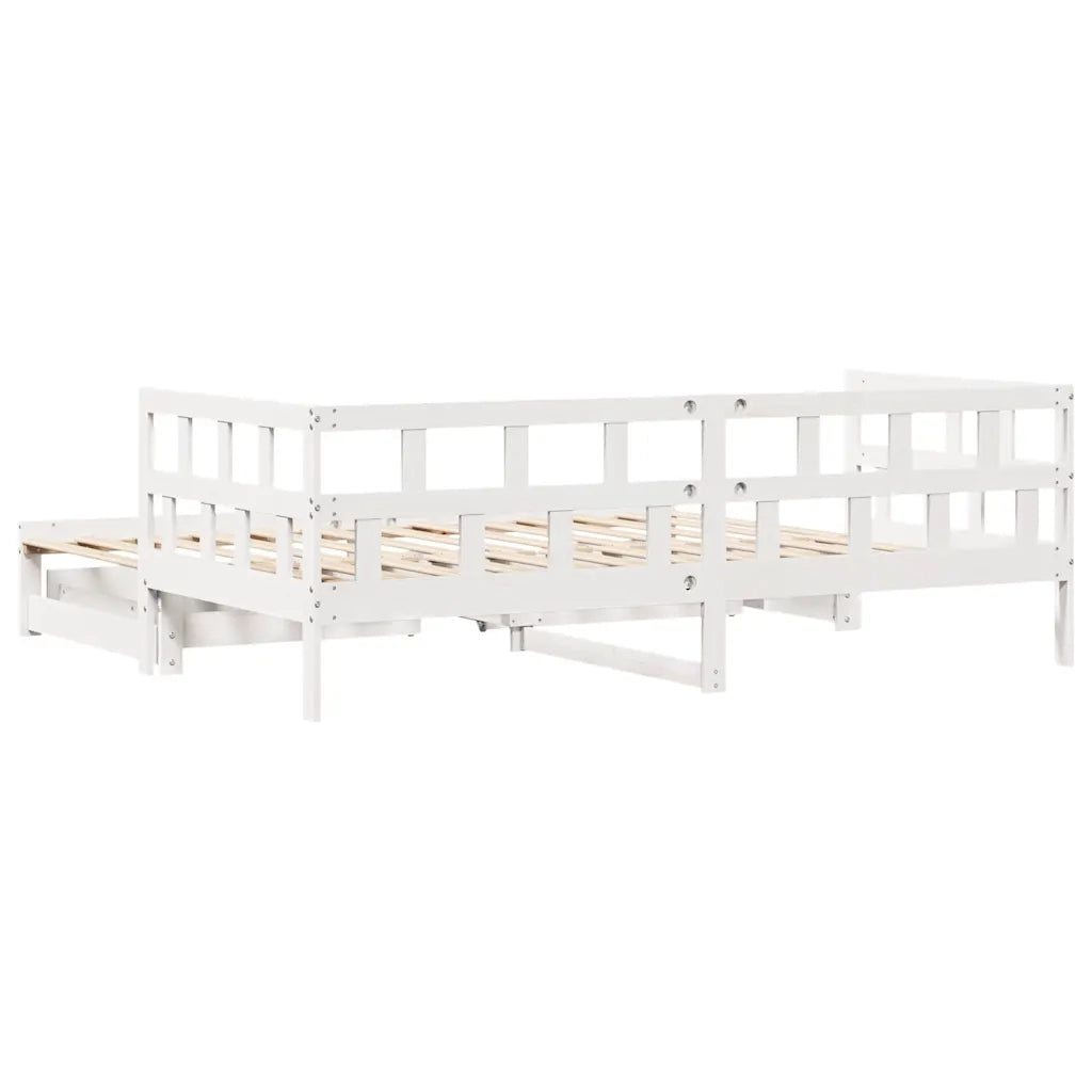 Letto Estraibile con Cassetti senza Materasso Bianco 80x200 cm