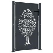 Cancello Giardino-Porta da giardino Antracite 105x155 cm in Acciaio Design Albero