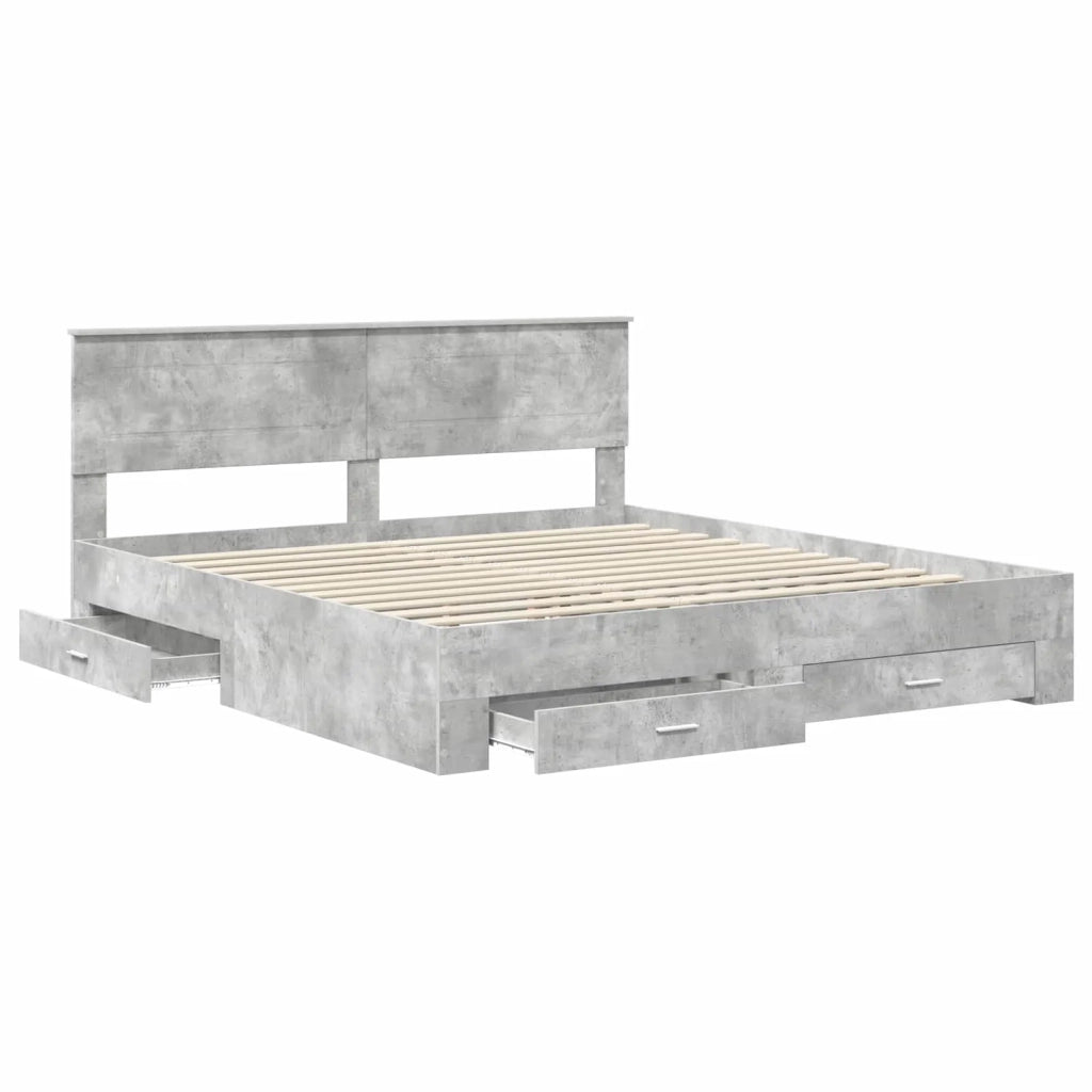 Struttura del letto con testiera-Giroletto con Testiera Grigio cemento 180 x 200 cm 367228