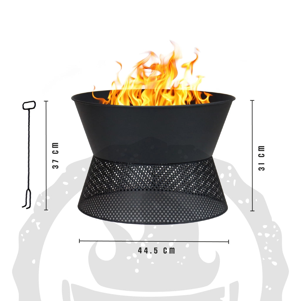 Braciere da Esterno a Legna in Ferro Verniciato a Polvere, Fire Pit Rotondo