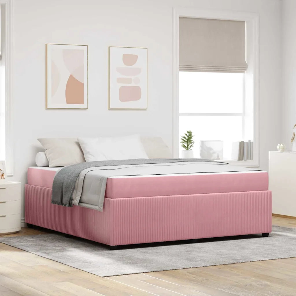 Struttura del letto con materasso Rosa 180 x 200 cm Tessuto