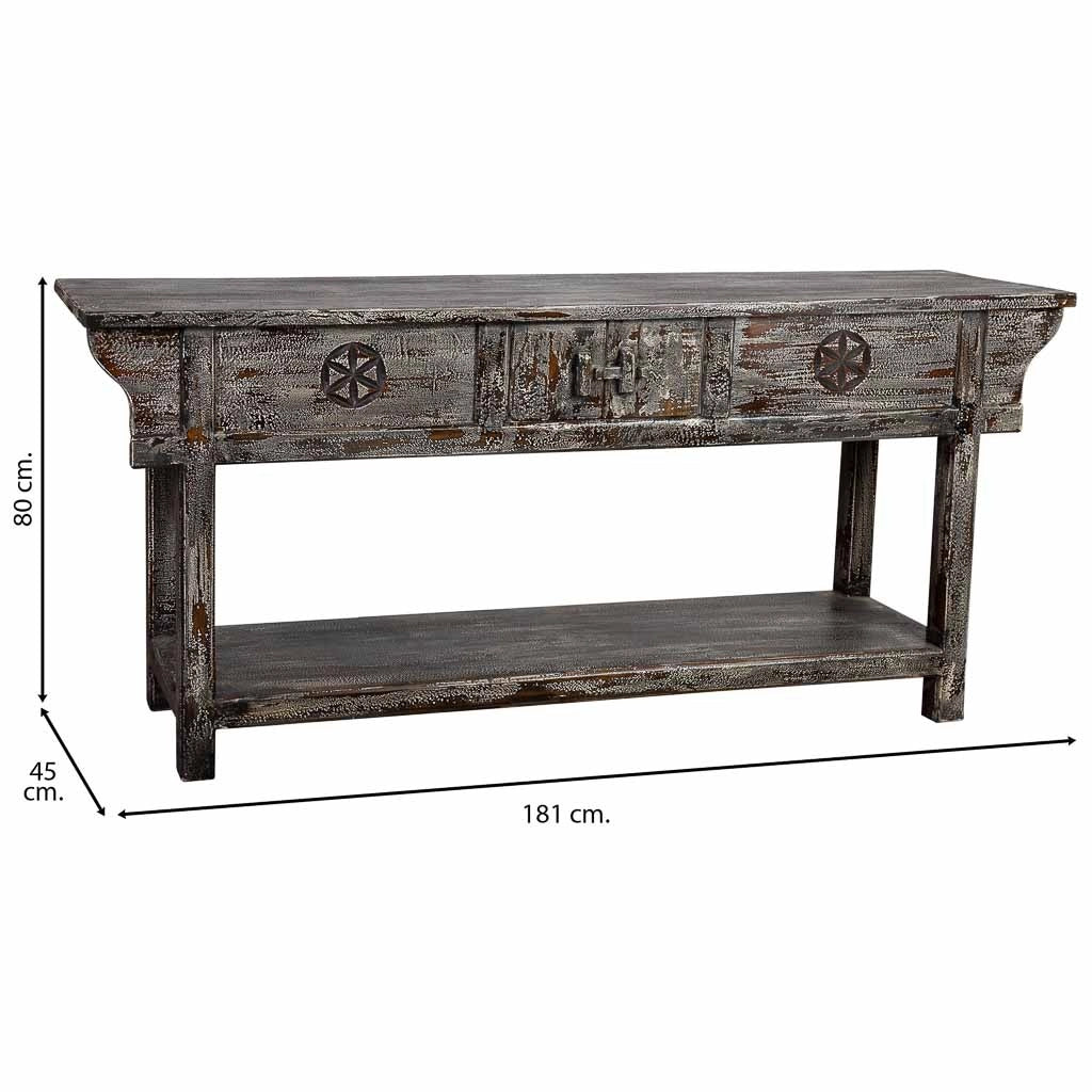 Mobile da ingresso in legno con finitura artigianale Grigio scuro inve