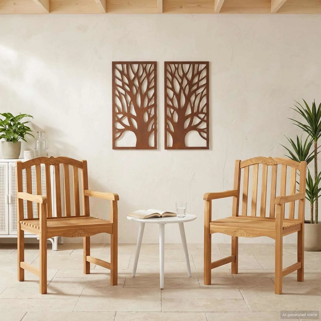 Sedia da Giardino 2 pz | Sedie da Esterno Naturale 58 x 60 x 93 cm