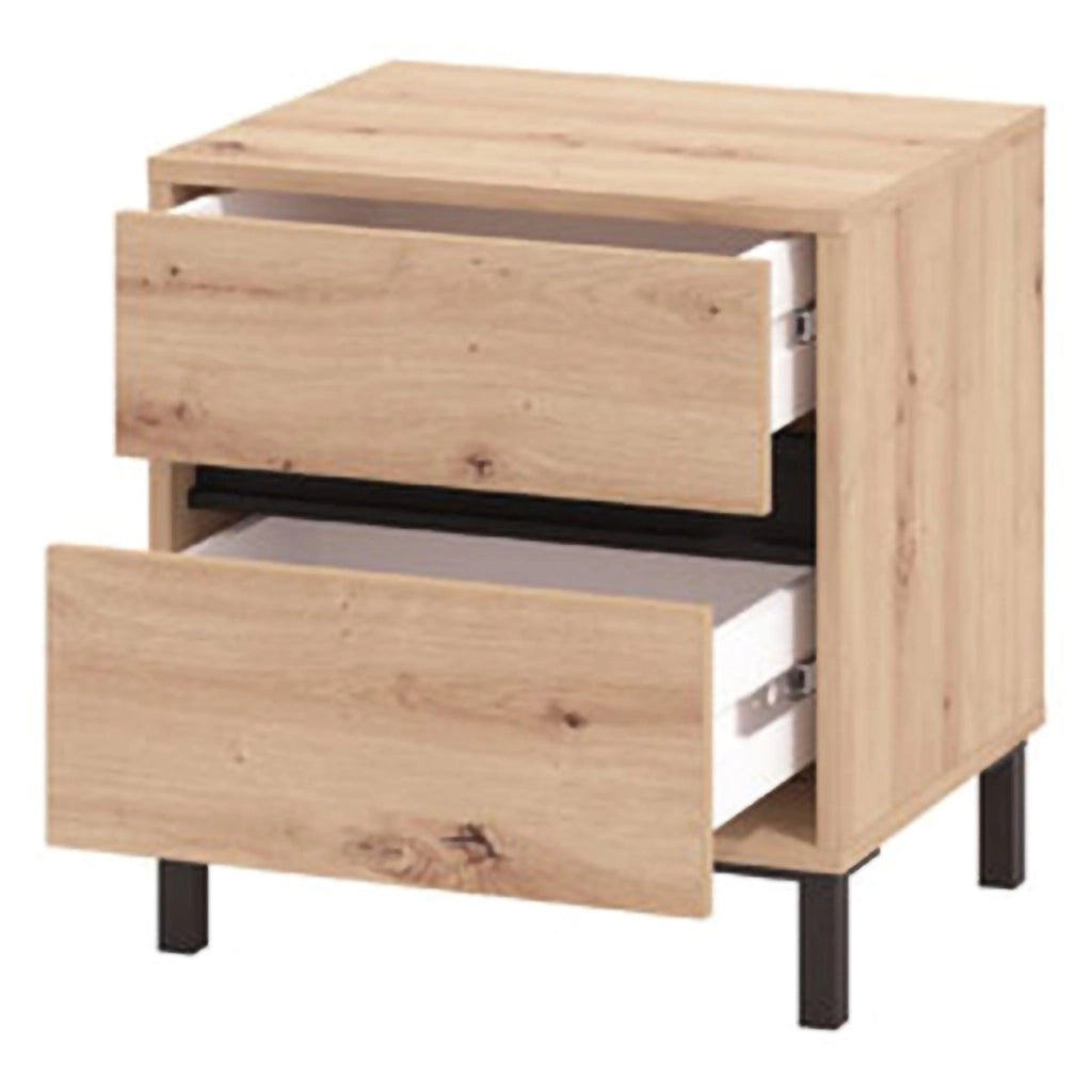 Combatte, Comodino 2 Cassetti, 48x40x55h cm Marrone Rovere Nodi