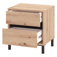 Combatte, Comodino 2 Cassetti, 48x40x55h cm Marrone Rovere Nodi