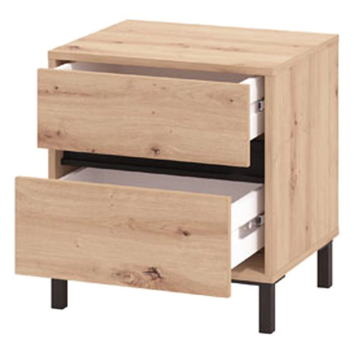 Combatte, Comodino 2 Cassetti, 48x40x55h cm Marrone Rovere Nodi