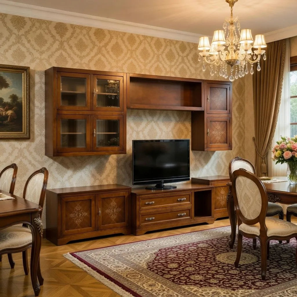Parete attrezzata in legno finitura bassano 310x65 - Mobili 2G