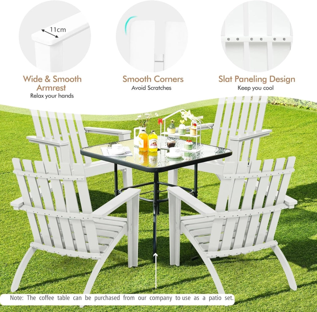 Adirondack - Sedia da giardino in legno di acacia, con schienale e braccioli, ergonomica, da giardino fino a 160 kg, per balcone, giardino, spiaggia (bianco)
