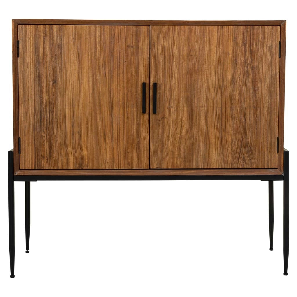 Credenza in legno e metallo marrone 110x40x99h cm