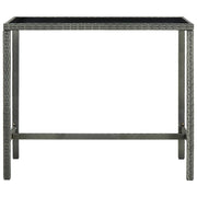 Tavolino da Giardino | Tavolo da Bar per Esterni Grigio 130x60x110cm Polyrattan Vetro