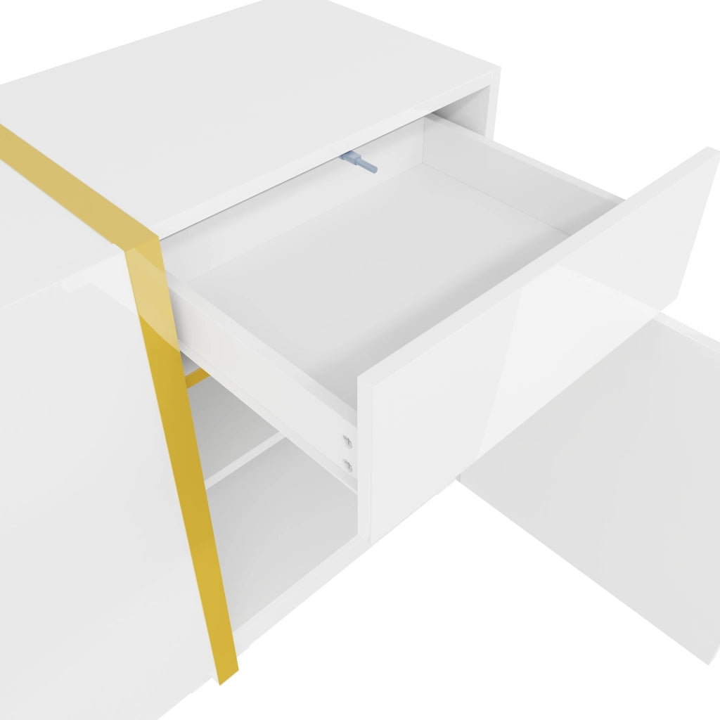 Credenza con 3 ante e 2 cassetti; ripiani regolabili - per soggiorno - 160×40×78 cm - bianco